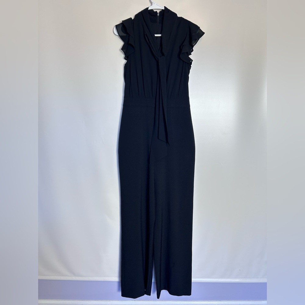 Vince Camuto Size 4 | Black Sleeveless Tie-Neck Jumpsuit